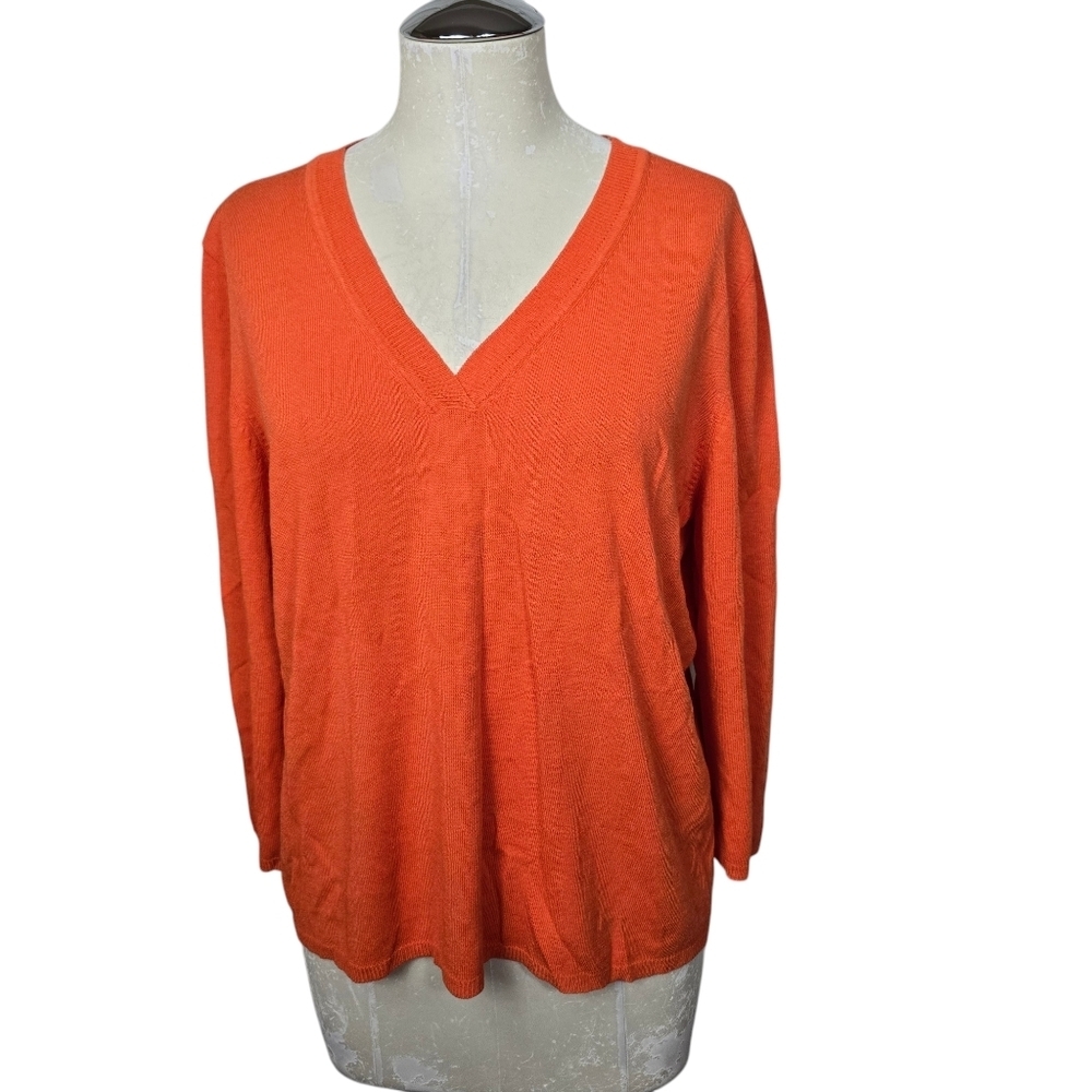 Doncaster Orange V Neck Sweater Top XL